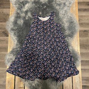 Hanna Andersson blue sleeveless leaf print dress 100